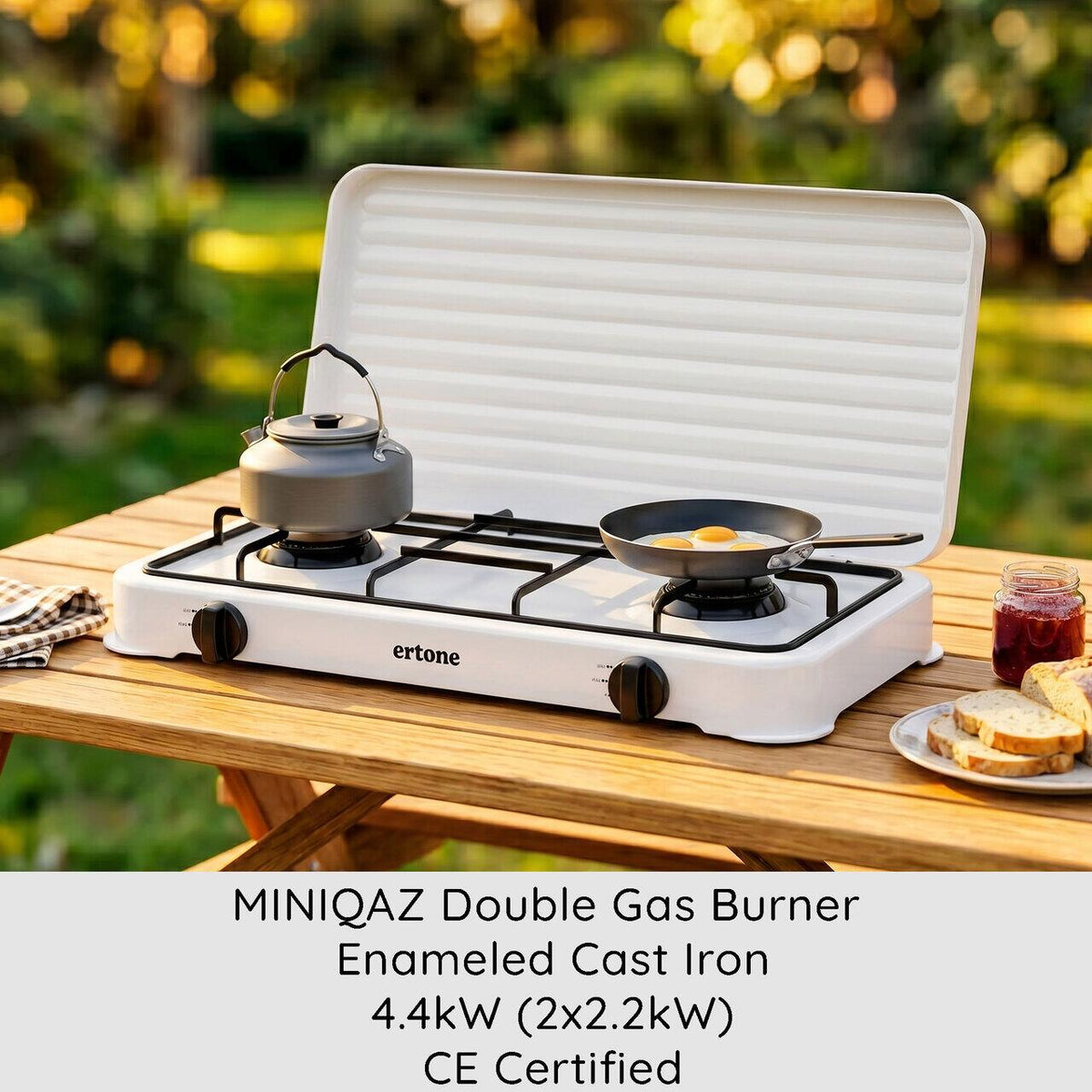 MINIQAZ 2Q-ERT Két égős gázrezsó, zománcozott 2Q ERT217AB