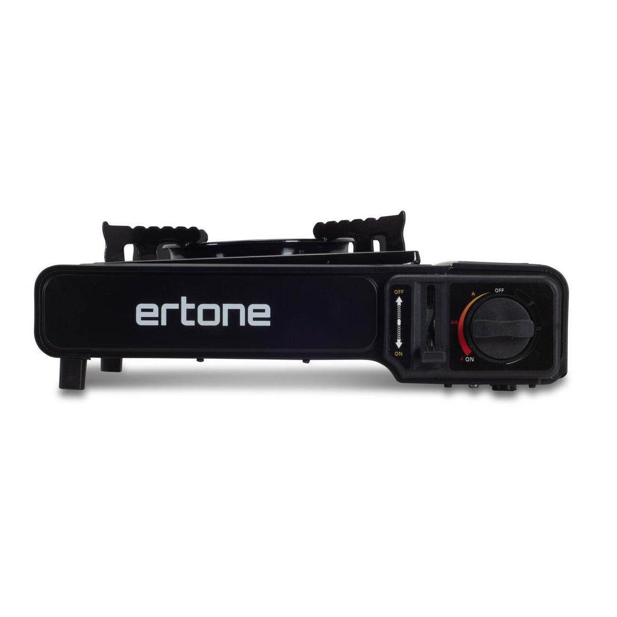 Ertone ERT-MN232 2 az 1-ben hordozható kemping gázfőző, spray és normál palackhoz, 2,2 kW, Piezo gyújtás, Fekete