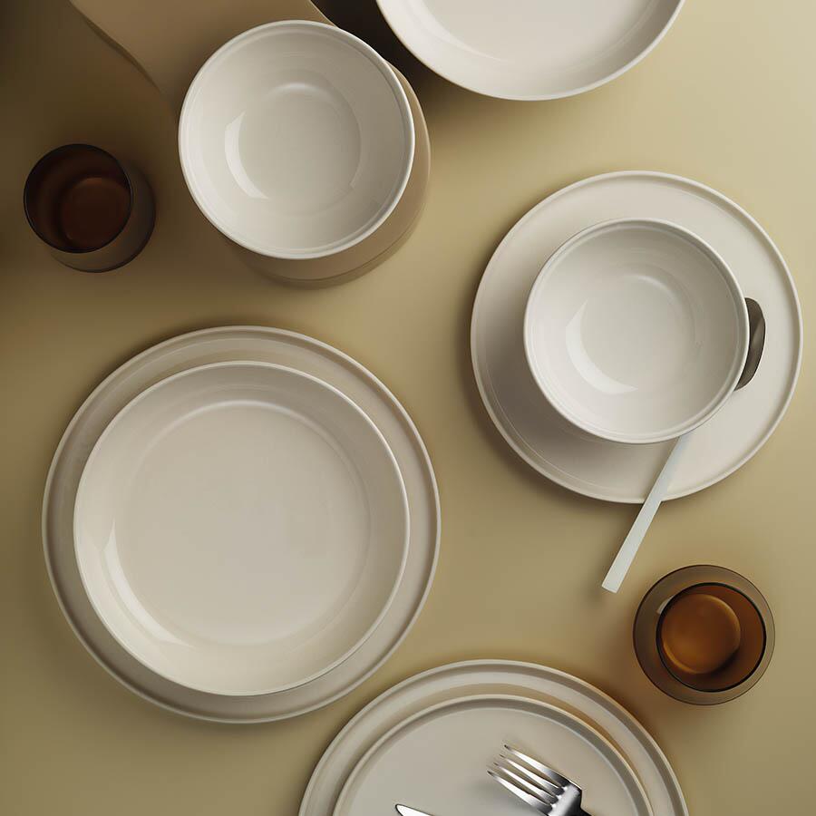 FIT-C étkészlet, 24 részes, 6 személyes, porcelán, krémszínű, Kutahya Porselen