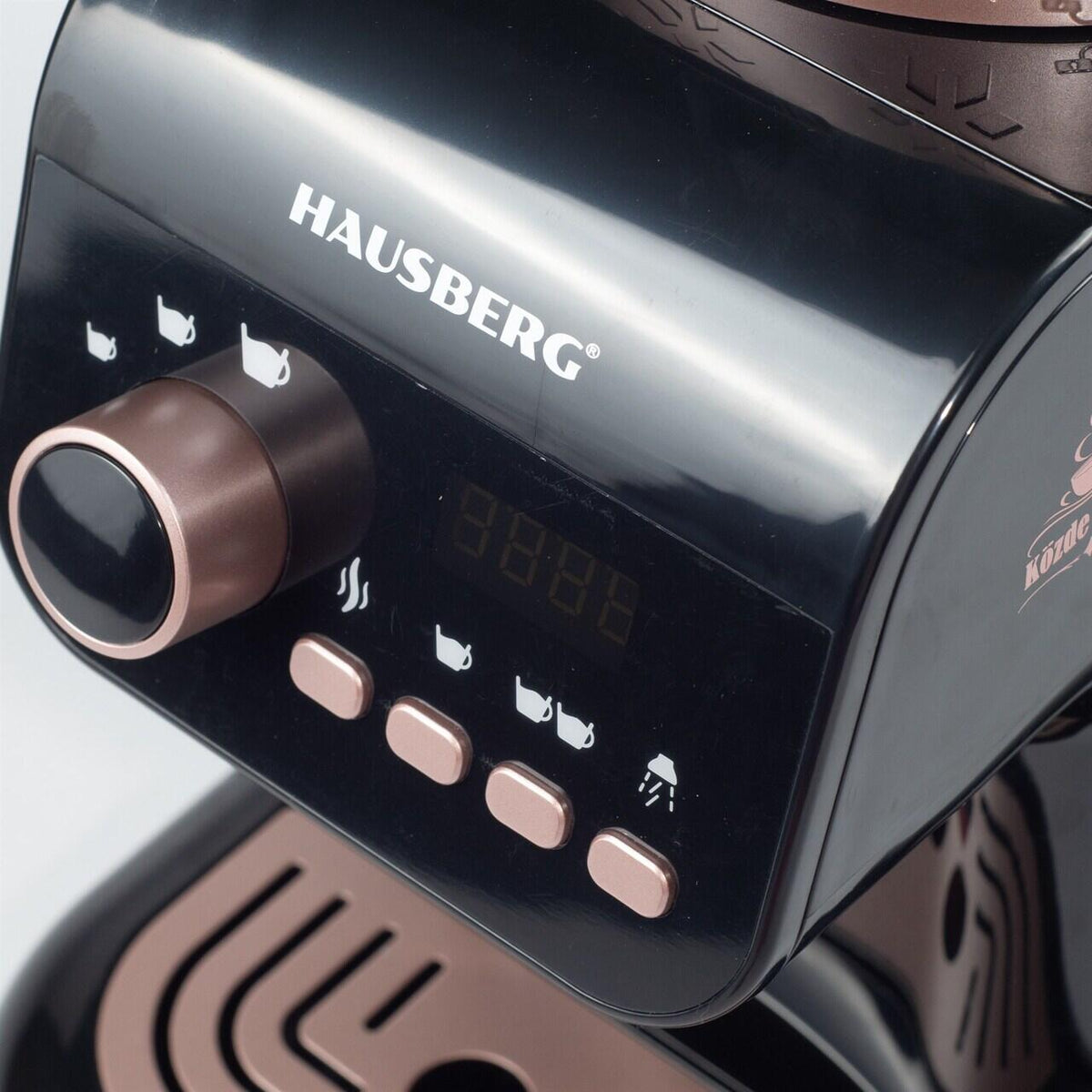 Hausberg HB-3830NG automata török kávéfőző, 700W, 1L-es tartály, öntisztító, lassú főzés, fekete/szürke