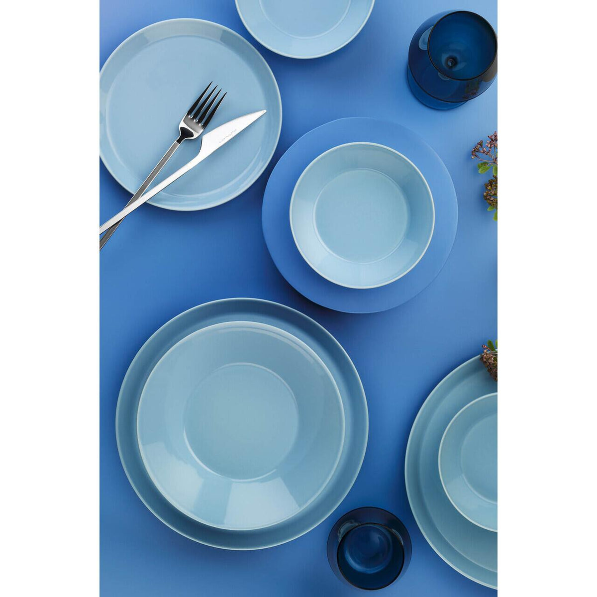 FORZA étkészlet, 24 részes, 6 személyes, porcelán, kék, Kutahya Porselen