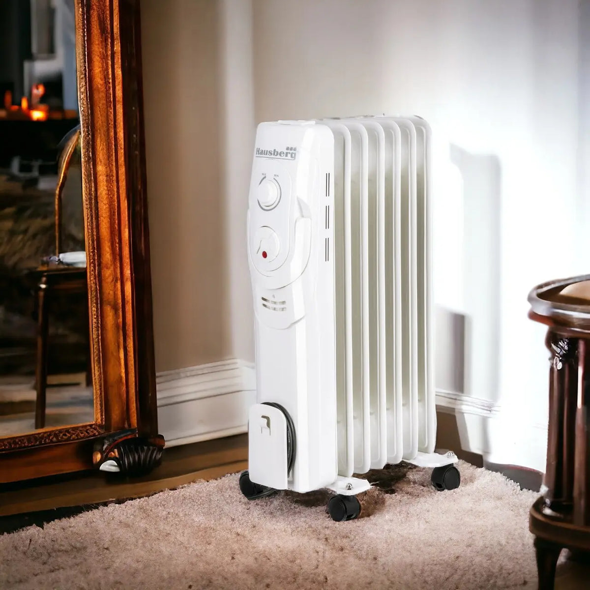 Hausberg HB-8900AB elektromos olajradiátor, 1500 W, 7 tagú, 3 teljesítményfokozat, állítható termosztát