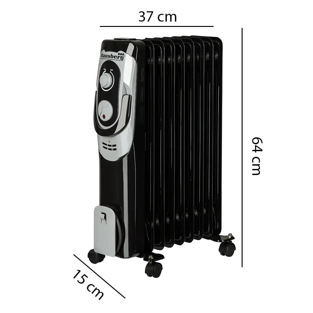 HAUSBERG HB-8910NG elektromos radiátor, 2000W, 9 tagú, 3 teljesítményfokozat, állítható termosztát