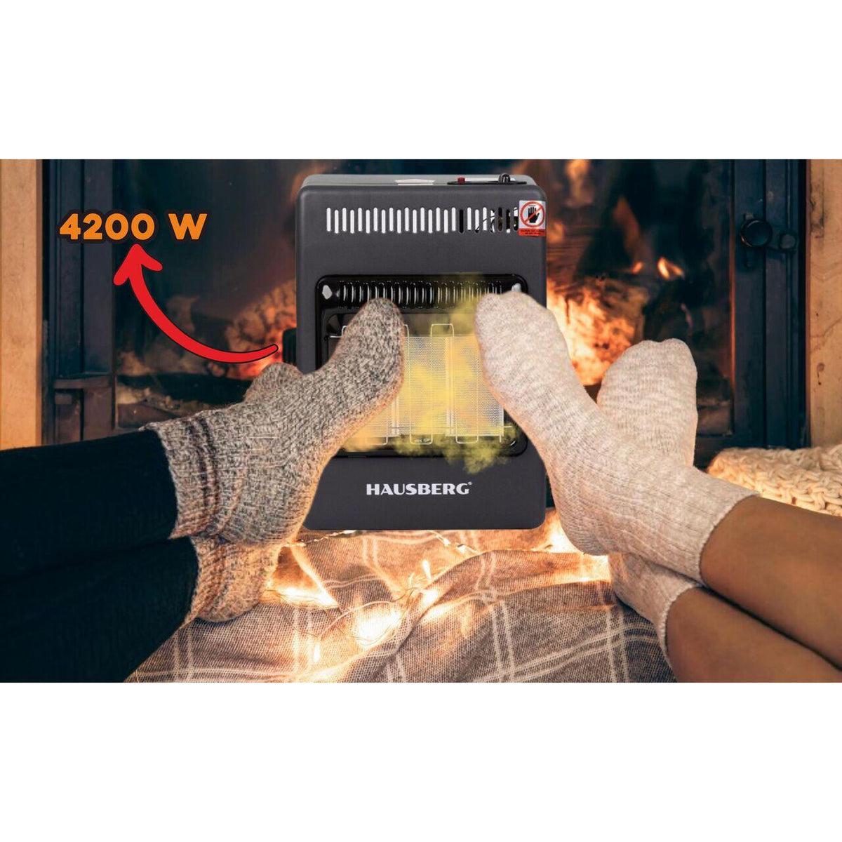 Mini gáztűzhely PB gázra HAUSBERG HB-1023NG, piezo gyújtású, 3 kerámia fűtőlappal, teljesítménye 4.2kW, automatikus gázleállító rendszerrel