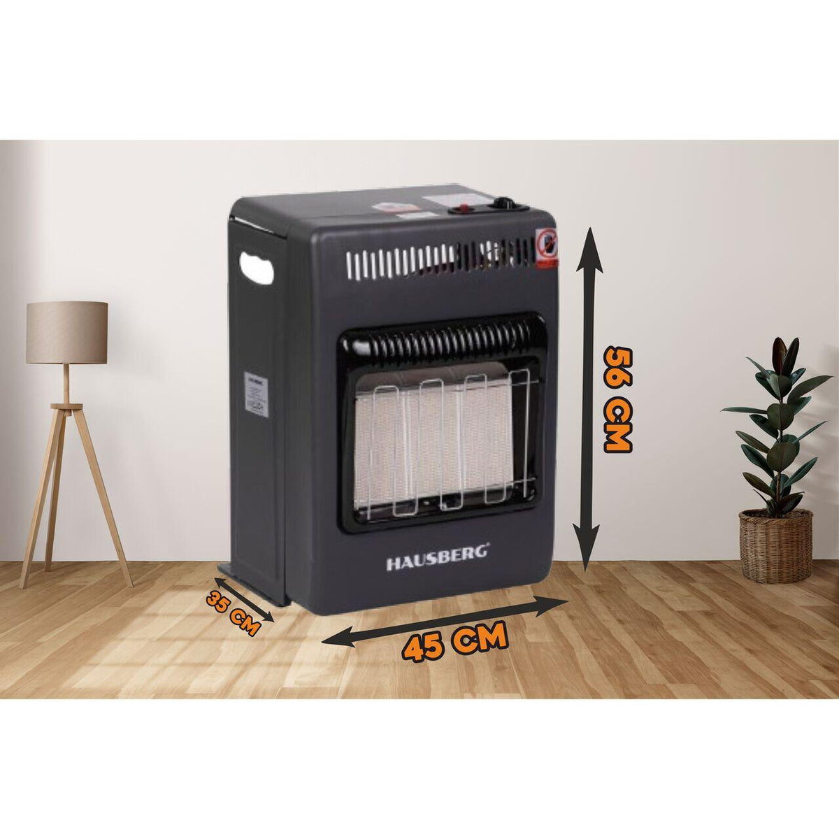 Mini gáztűzhely PB gázra HAUSBERG HB-1023NG, piezo gyújtású, 3 kerámia fűtőlappal, teljesítménye 4.2kW, automatikus gázleállító rendszerrel