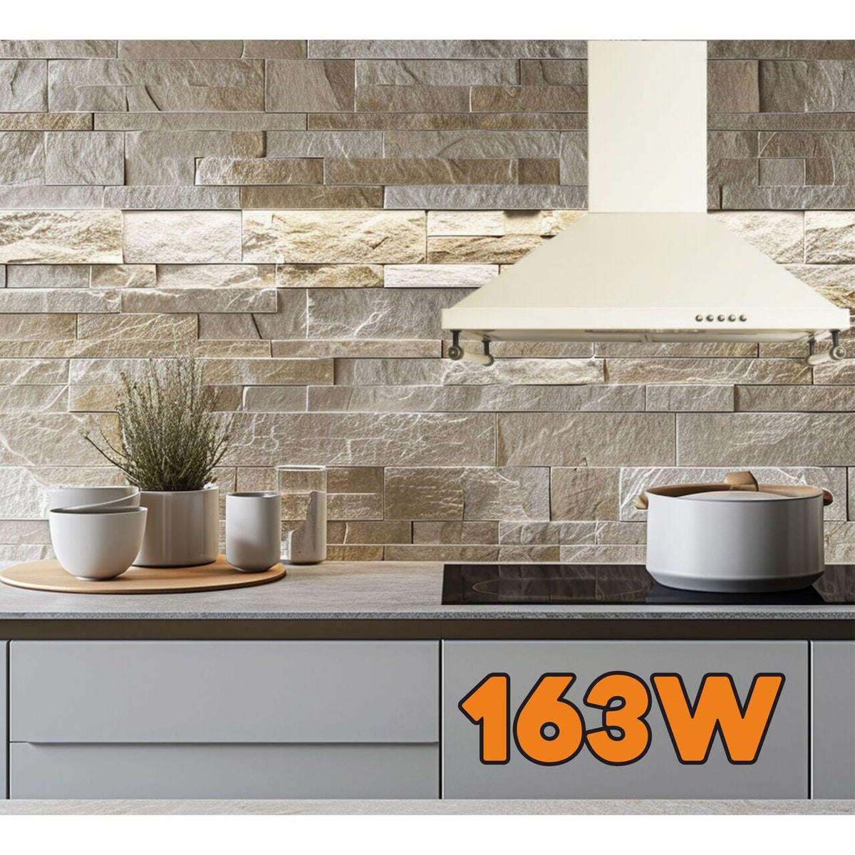 Hausberg HB-1500 rusztikus dekoratív páraelszívó, 450 m³/h elszívási teljesítmény, 1 motor, 60 cm, rozsdamentes acél