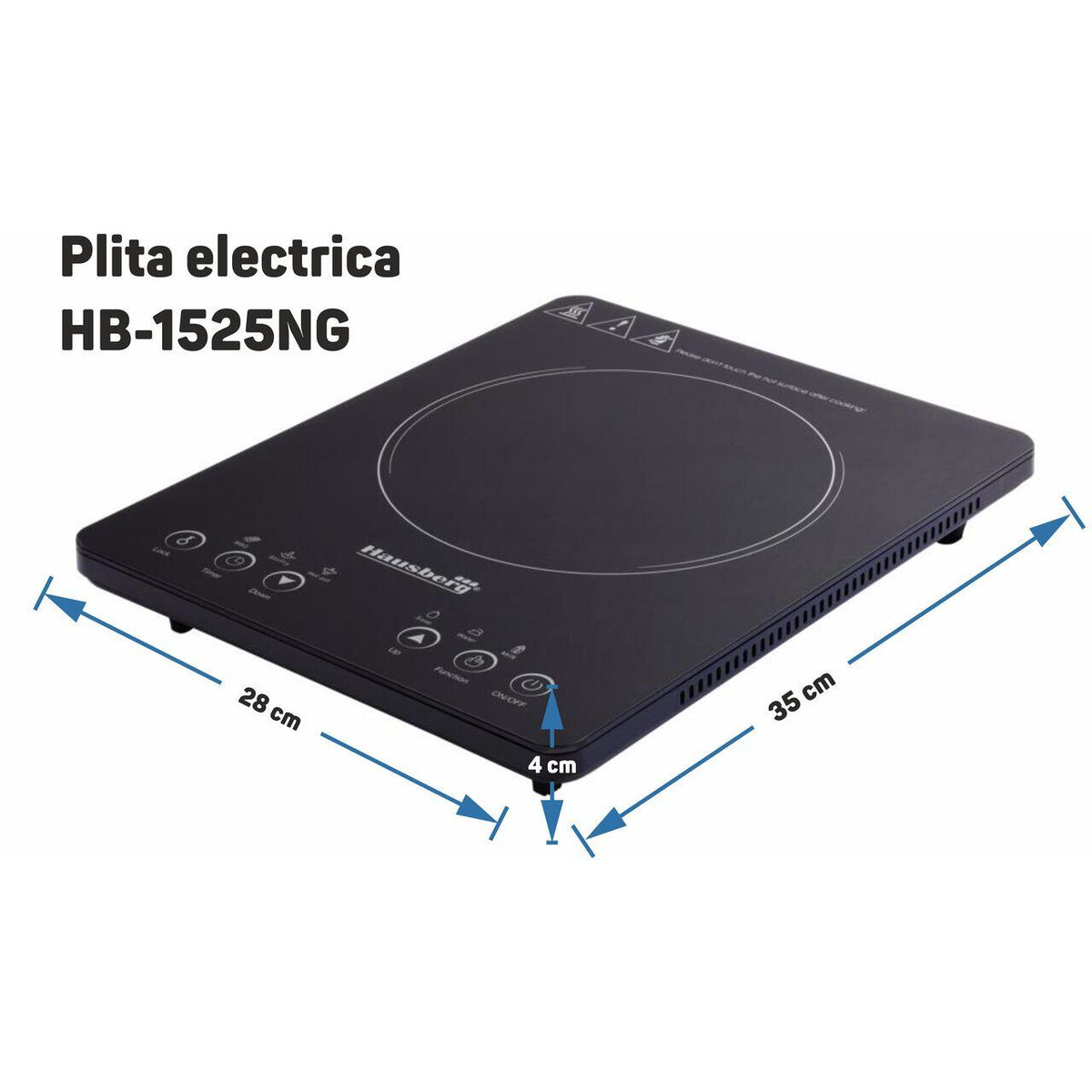Hausberg HB-1525NG indukciós főzőlap, 2000W, érintővezérlés, egy főzőzóna, fekete