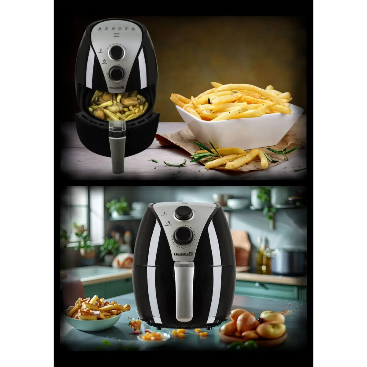 Hausberg HB-2250 Maestro Digitális Forrólevegős Fritőz, 1500W, 2.6 liter, Termosztát, Időzítő