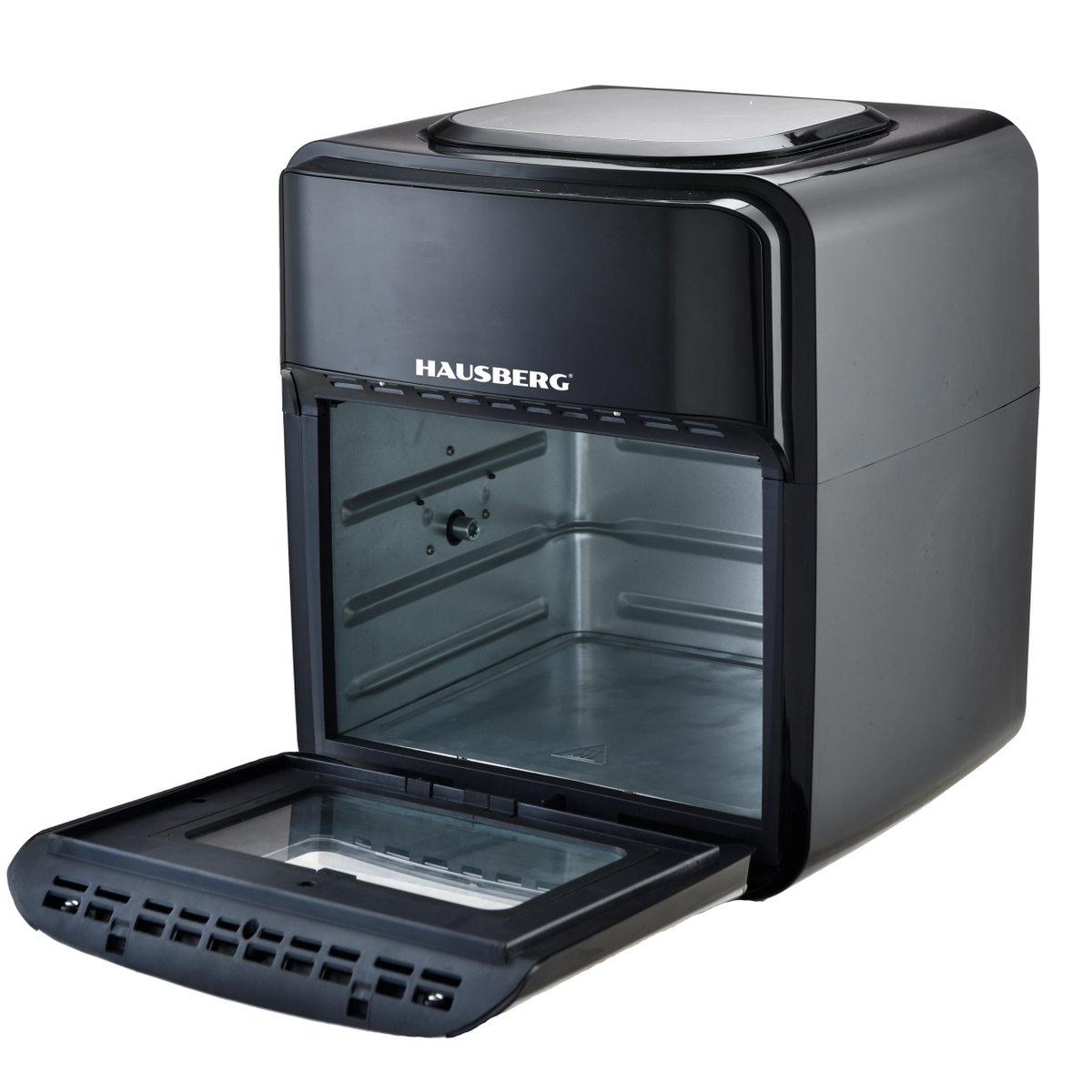 Olajmentes fritőz-Légkeveréses sütő, Air Fryer HAUSBERG HB-2370, 12 program, 12L kapacitás, 1800-2000W teljesítmény, hőmérséklet-szabályozás 80-200°C