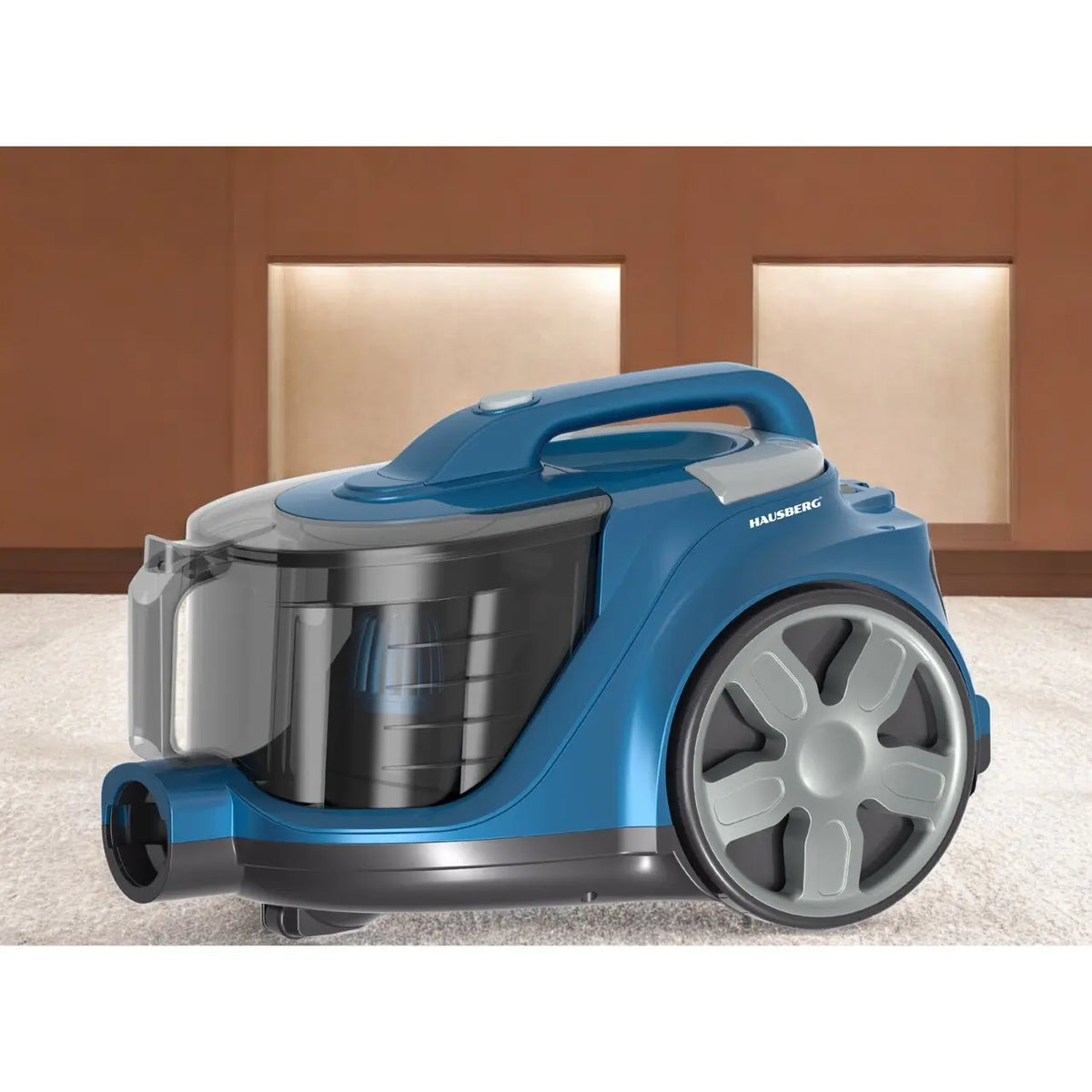 Zsák nélküli porszívó HAUSBERG HB-2821BL, 1200-1800W, multicyclone, száraz tisztítás, 3 liter kapacitás, HEPA szűrő, sebességszabályozás, automatikus kábelfeltekerő