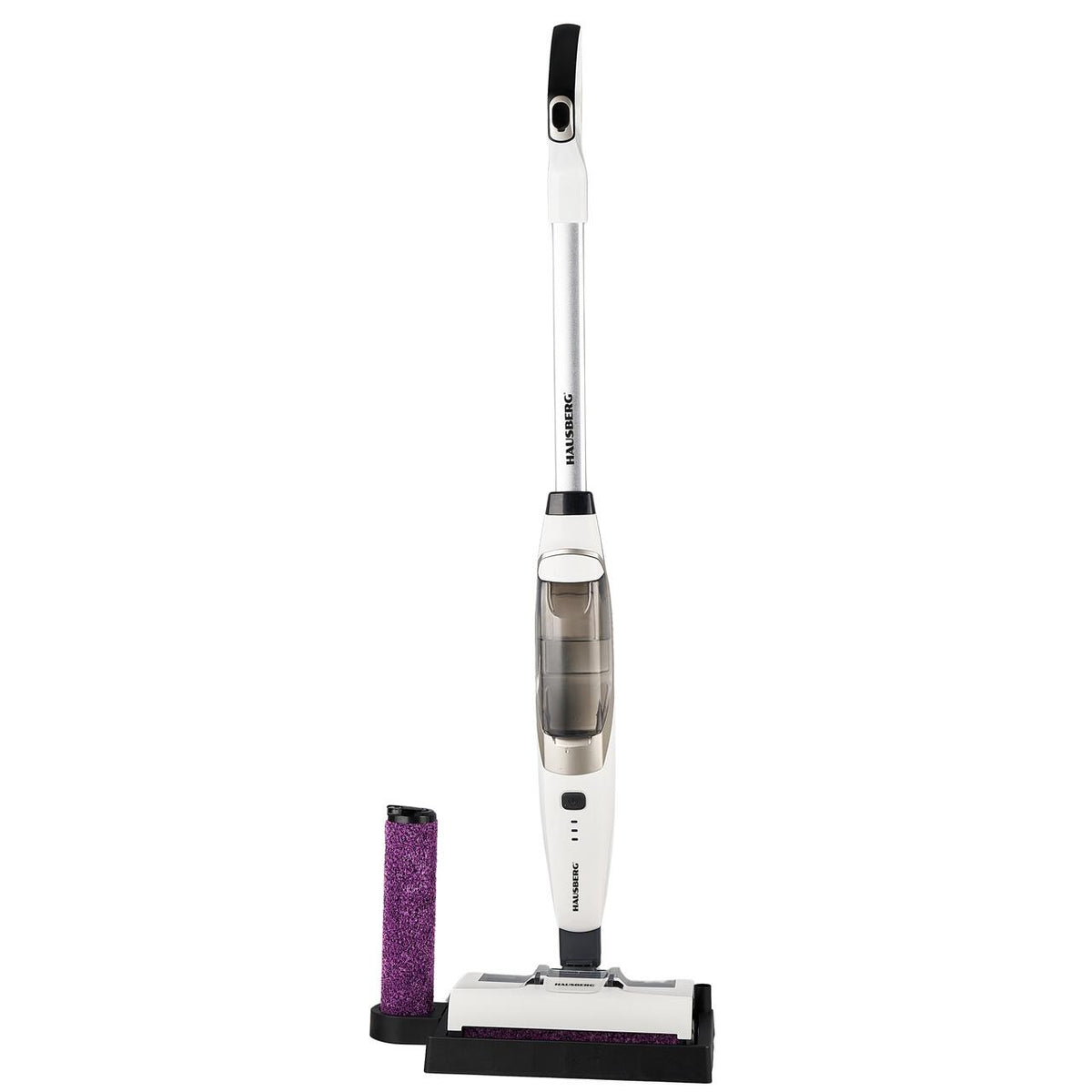 Hausberg HB-2881AB Gőztisztító, 1500W, 0,5 bar, 600 ml-es tartály, 2 sebességfokozat, 4,7 m-es kábel, tárolóállomás és 2 tartozékhenger mellékelve