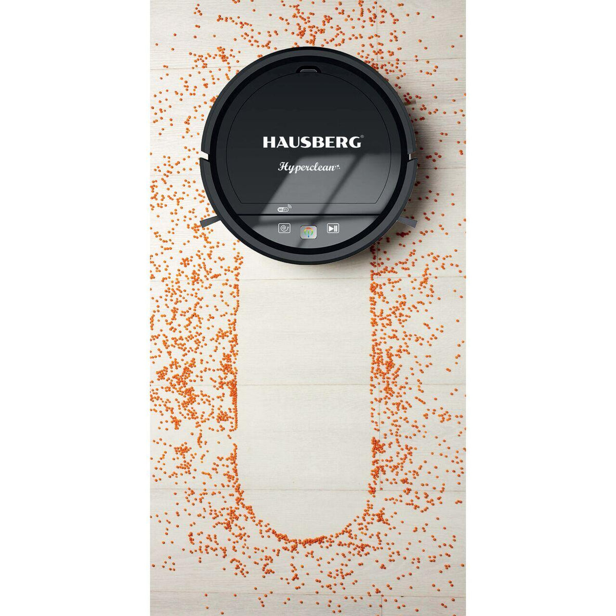Hausberg HB3005 robotporszívó, WiFi, 20W, porszívó és felmosó, hangvezérlés, 90-120nm tisztítására, 2 óra üzemidő, 350ml portartály, 65 dB zajszint