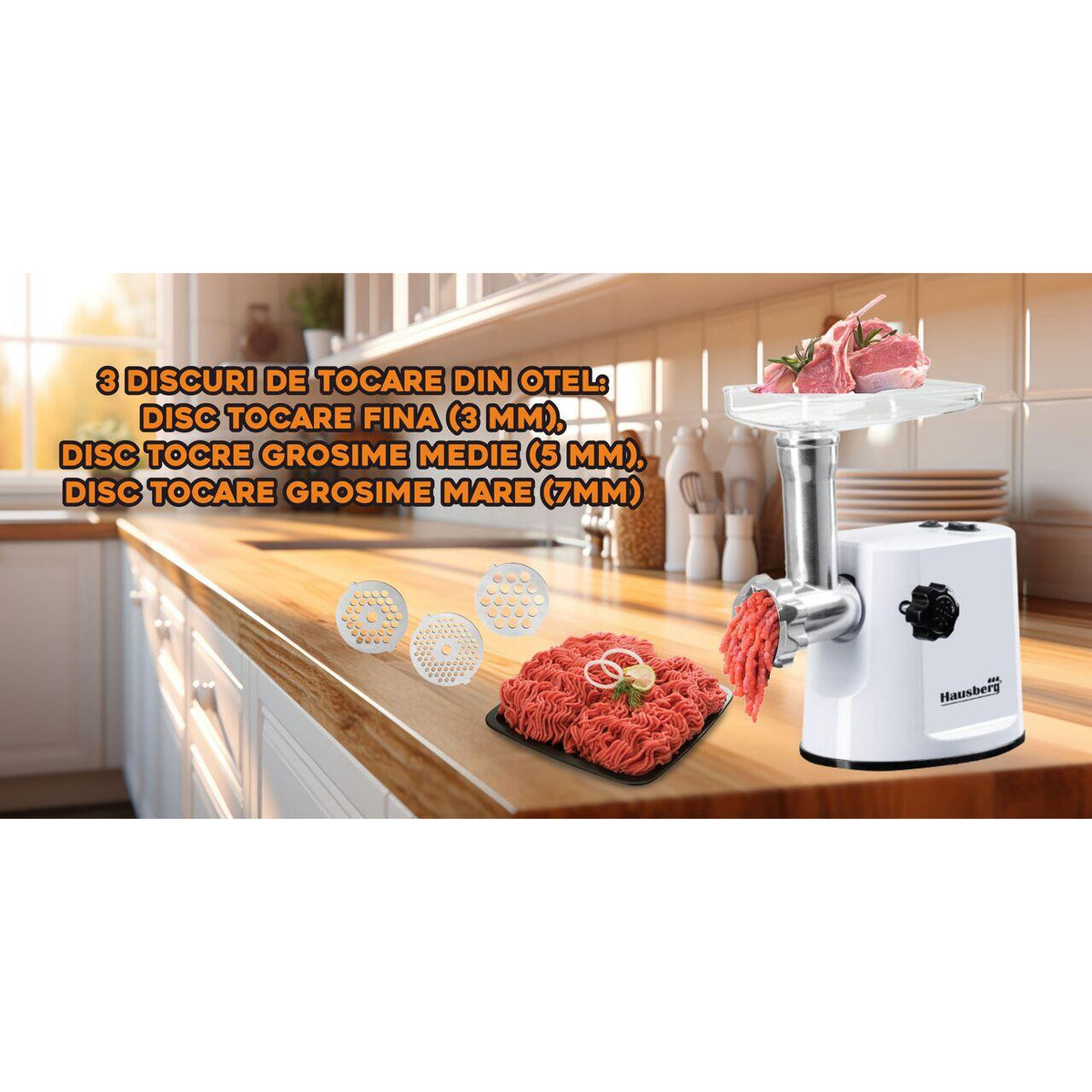 Hausberg HB-3415AB húsdaráló, 1000 W, 1 kg/perc, fehér