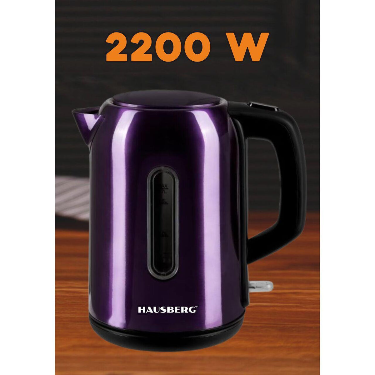Hausberg HB-3608MV vízforraló, 2200 W, 1,7 l, inox, lila