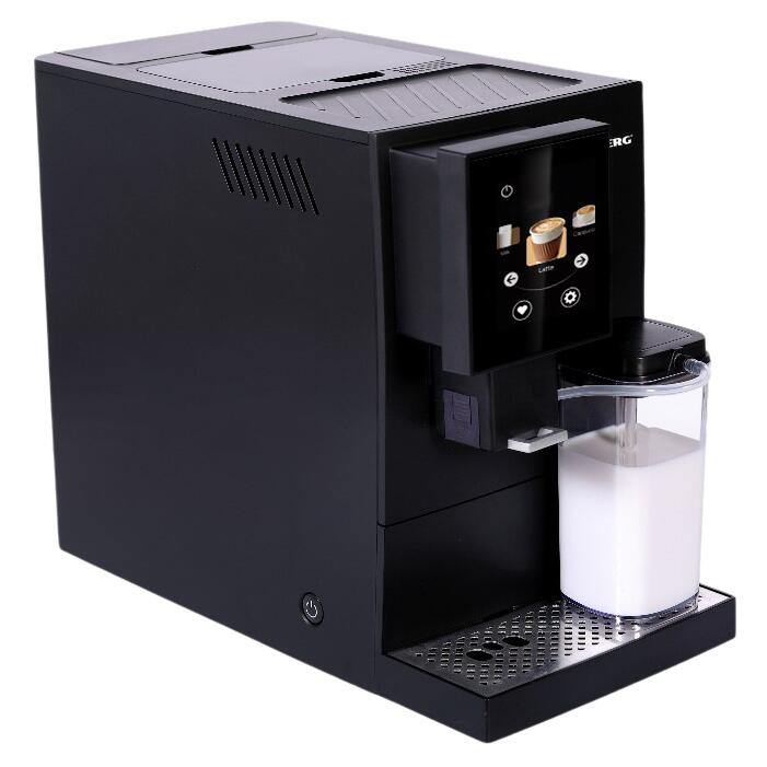 Hausberg HB3775NG digitális kávéfőző, automata, kávébab, 3,5"-es TFT érintőképernyő, cappuccino/latte, 400 ml-es tejtartály, 1,1 L-es víztartály, 1100-1350 W
