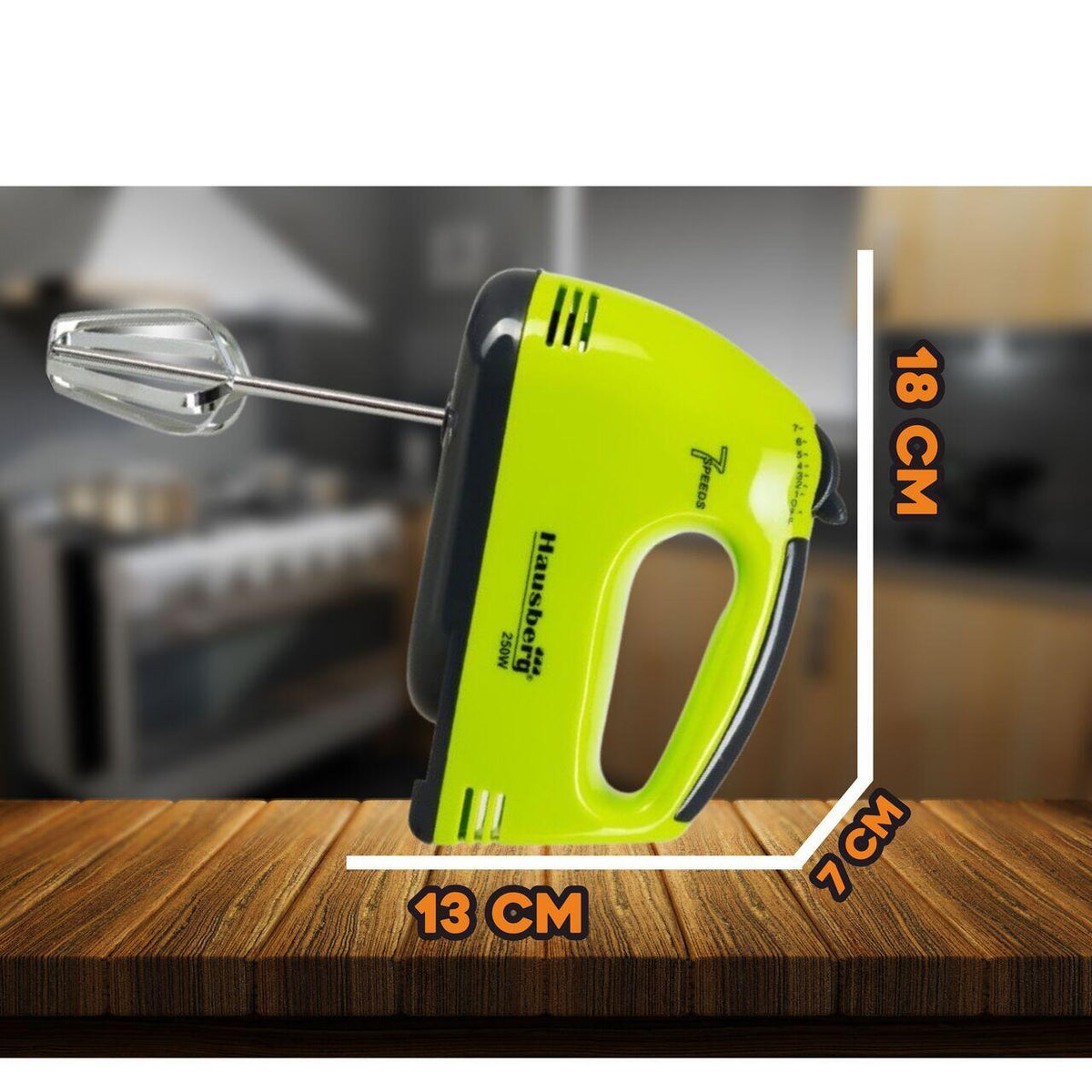 Kézi mixer, Hausberg HB-4112VR, fehér/zöld, 250 W, 7 sebességfokozat