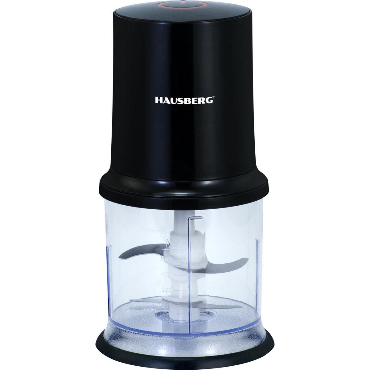 HAUSBERG HB-4502NG elektromos aprító, 400W, 1 sebességfokozat, 500 ml, műanyag tál, 2 rozsdamentes acél pengés kés, fekete