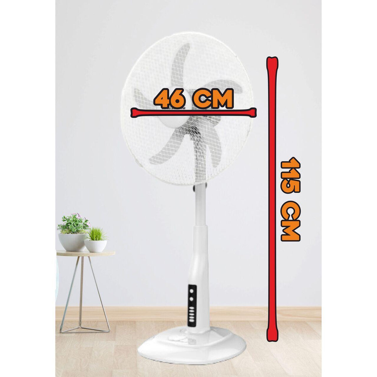 HAUSBERG HB-5870AB álló ventilátor, 55W, 46 cm, 3 sebesség, 60 perc időzítő, LED kijelző