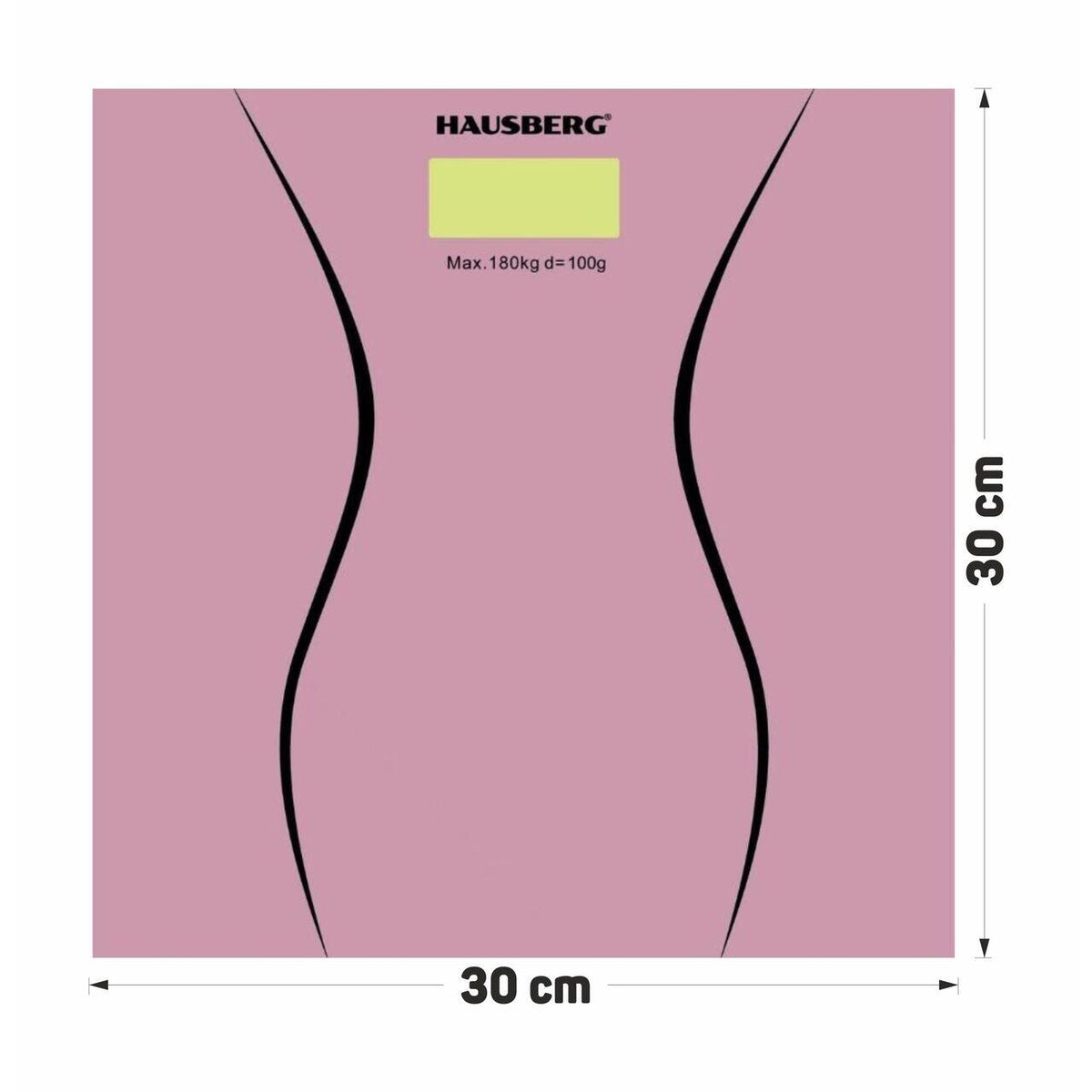 HAUSBERG HB-6003RZ Személymérleg, 180kg, 3V lítium elem, 30x30cm, Rózsaszín