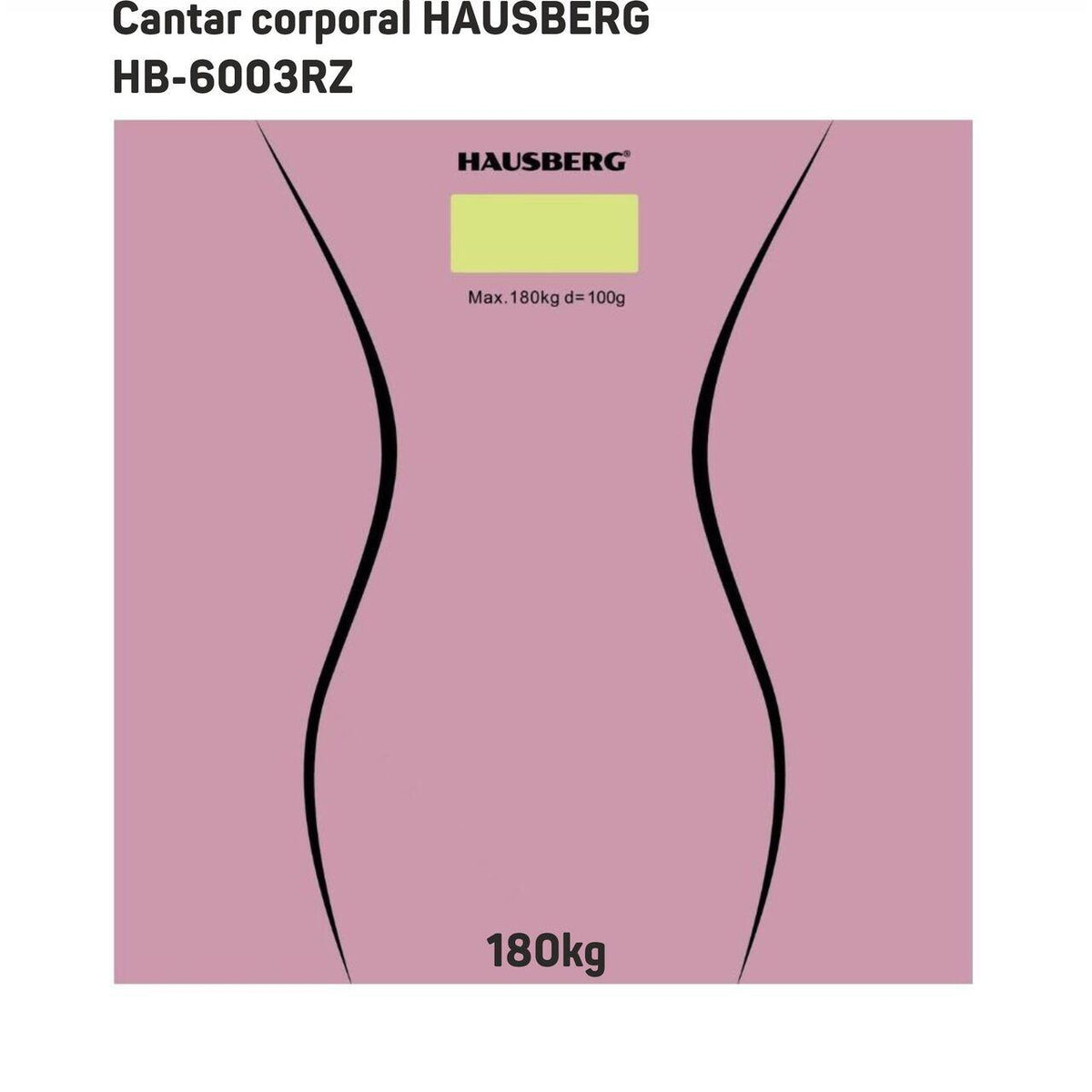 HAUSBERG HB-6003RZ Személymérleg, 180kg, 3V lítium elem, 30x30cm, Rózsaszín