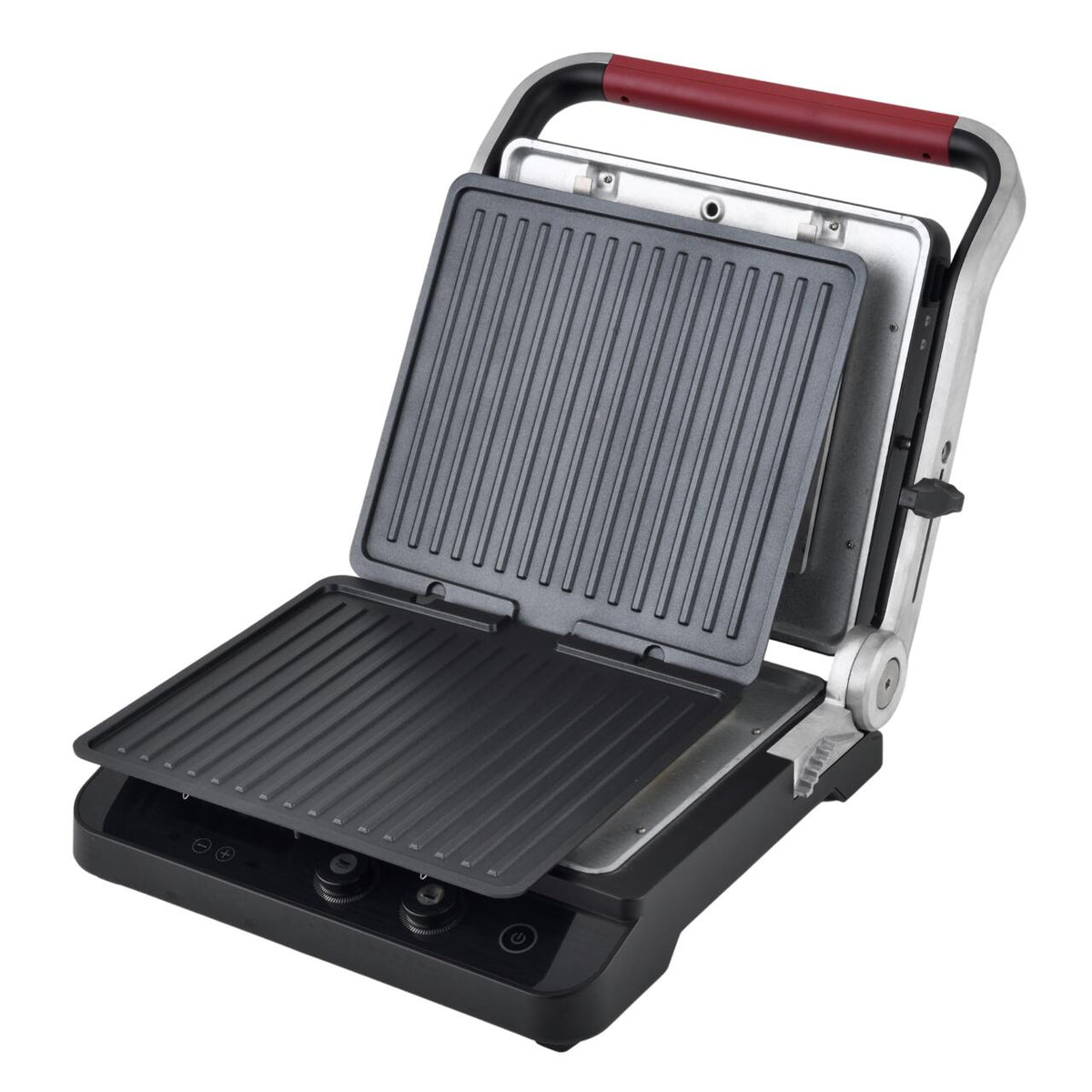 Szendvicssütő és grillsütő HAUSBERG HB-636NG, 1650-2000W, Állítható termosztát, Vezérlőgomb, LED kijelző, Rozsdamentes acél
