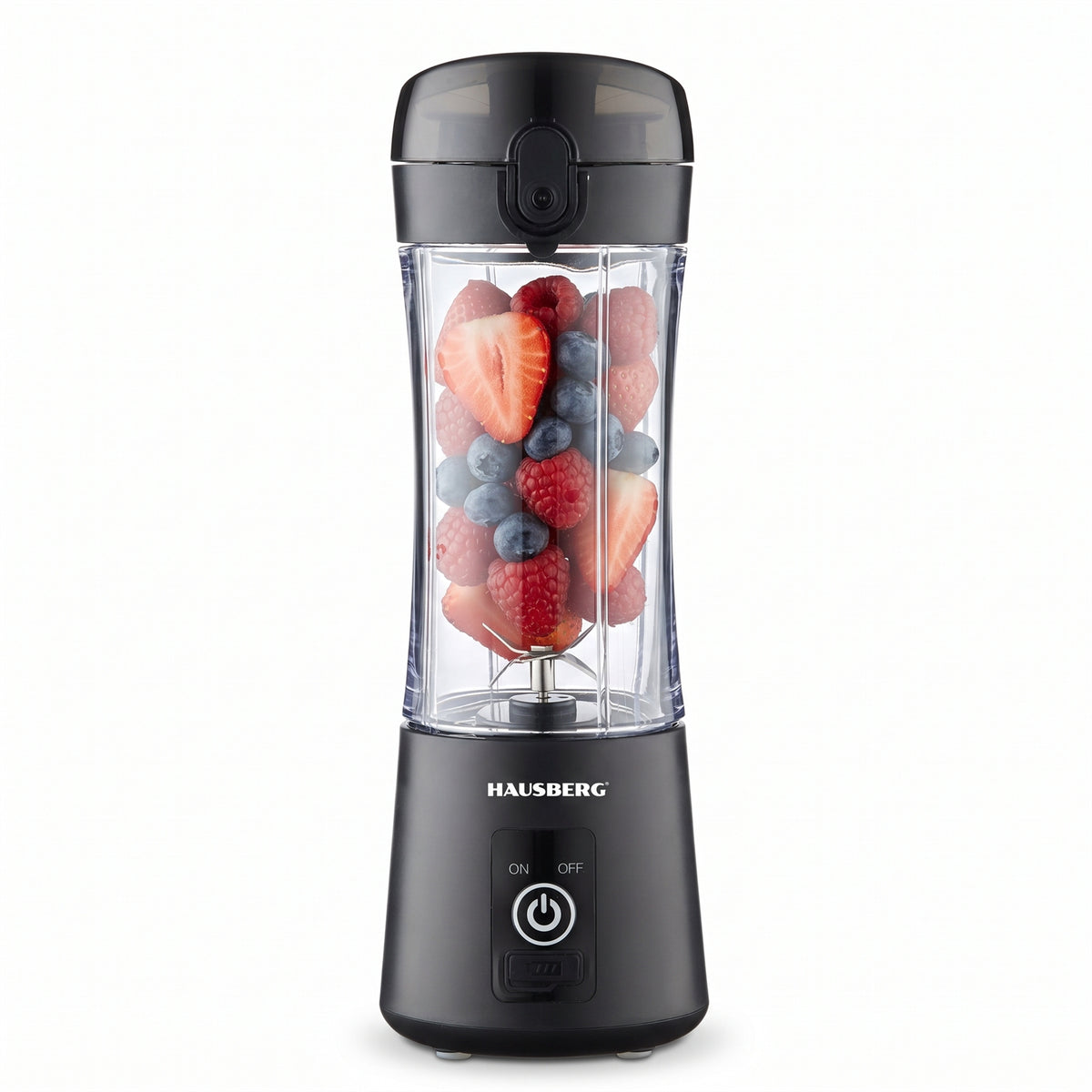 Hausberg HB-7670NG hordozható smoothie blender, 0,35 l, USB-n keresztül újratölthető, 6 penge, fekete