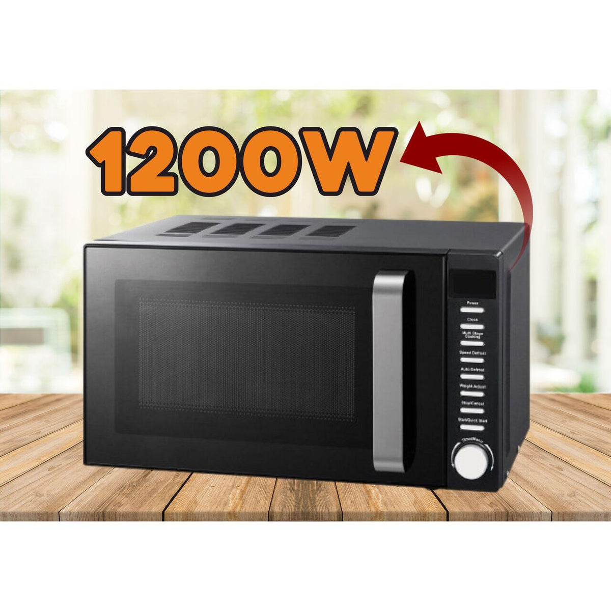 Hausberg HB-8003 mikrohullámú sütő, 1200W, 6 teljesítményfokozat, 20L, Digitális vezérlés