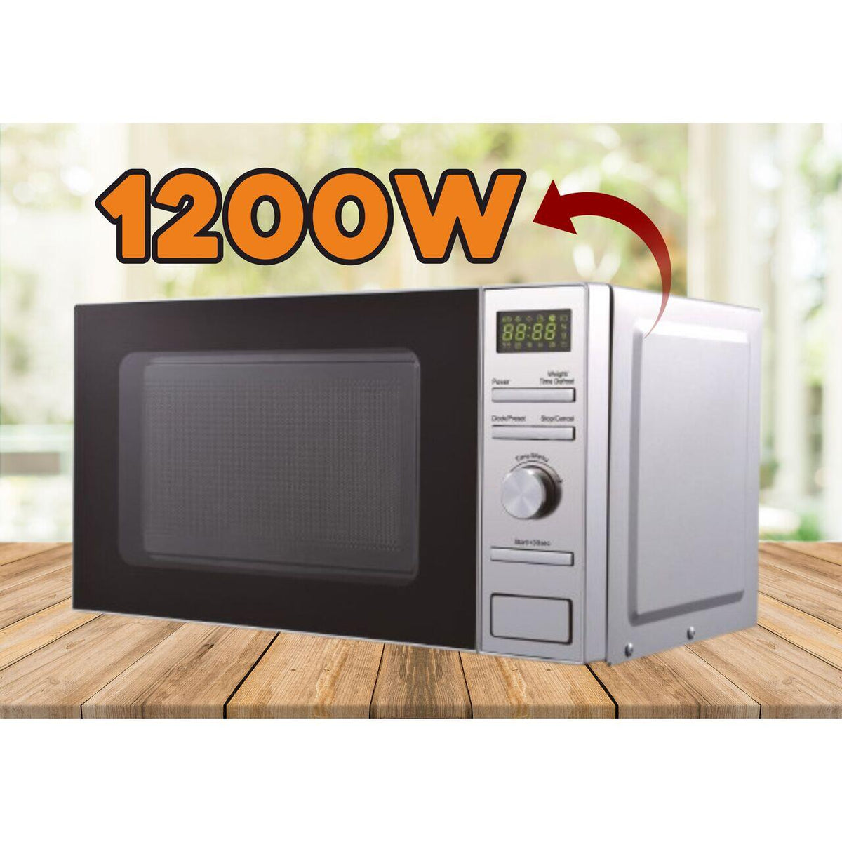 Hausberg HB-8004 mikrohullámú sütő, 1200W, 6 teljesítményfokozat, 20L, digitális vezérlés, ezüst