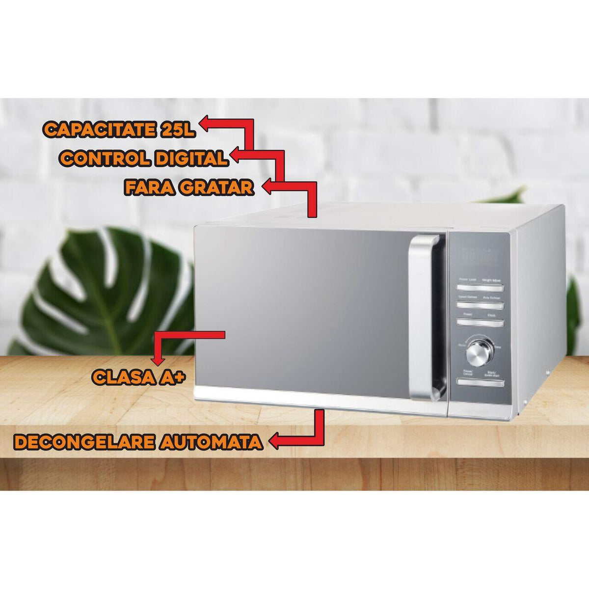 Hausberg HB-8009 mikrohullámú sütő, 25 l, 1400 W, Digitális