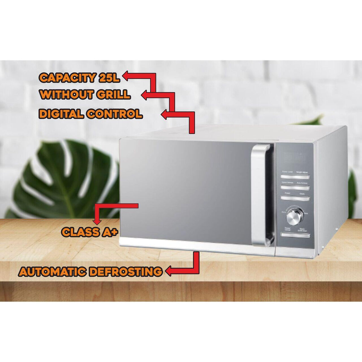 Hausberg HB-8009 mikrohullámú sütő, 25 l, 1400 W, Digitális