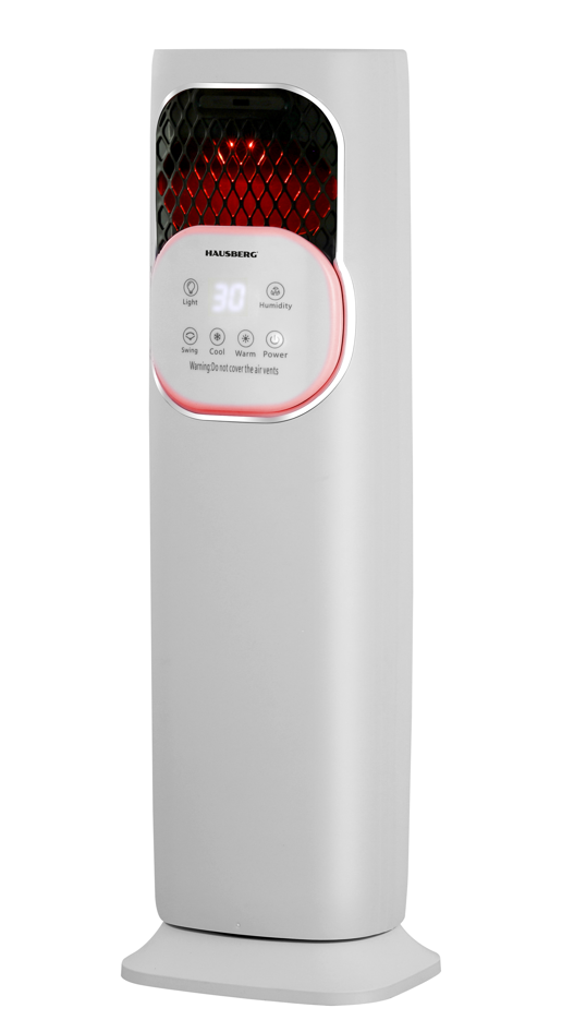 Hausberg HB-8232AB 3 az 1-ben hűtőventilátor, hősugárzó és párásító, 2000 W, 3,8 literes víztartály, 3 hűtési fokozat, 2 fűtési fokozat, távirányító és LED-kijelző, fehér