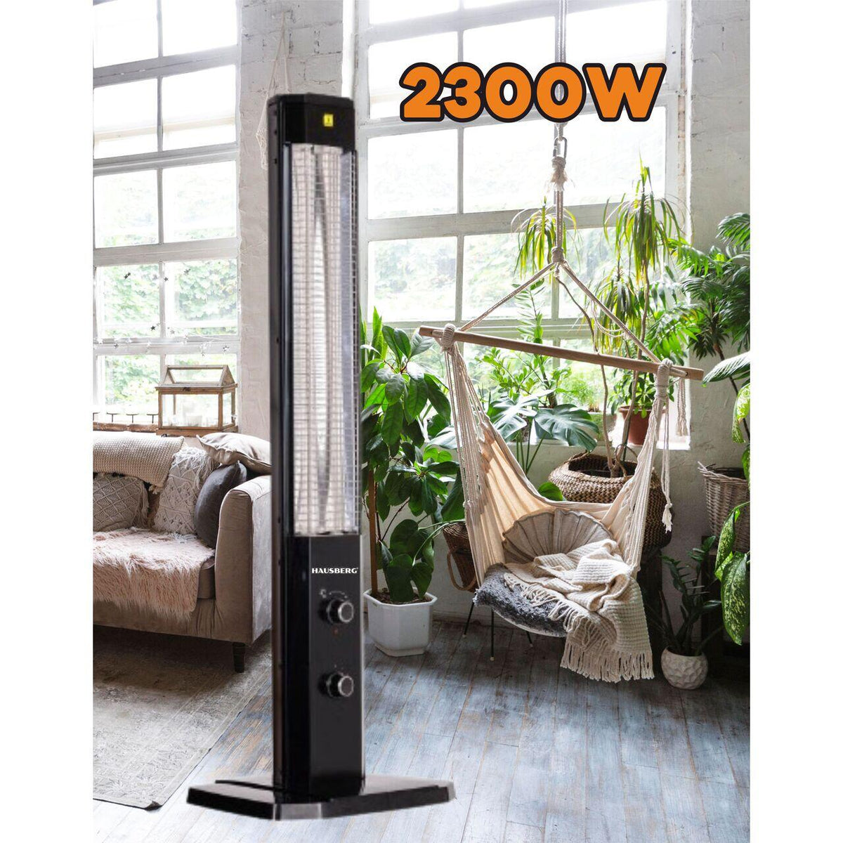 Hausberg HB-8560 elektromos radiátor, 2300W, állítható termosztát, 3 pozíciós jelzőfény