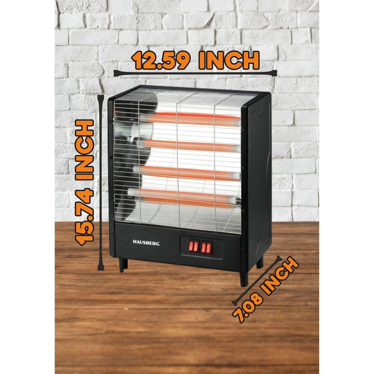 HAUSBERG HB-8803NG elektromos fűtőtest, 2000W, 4 teljesítményszint, 4 kerámia fűtőcső
