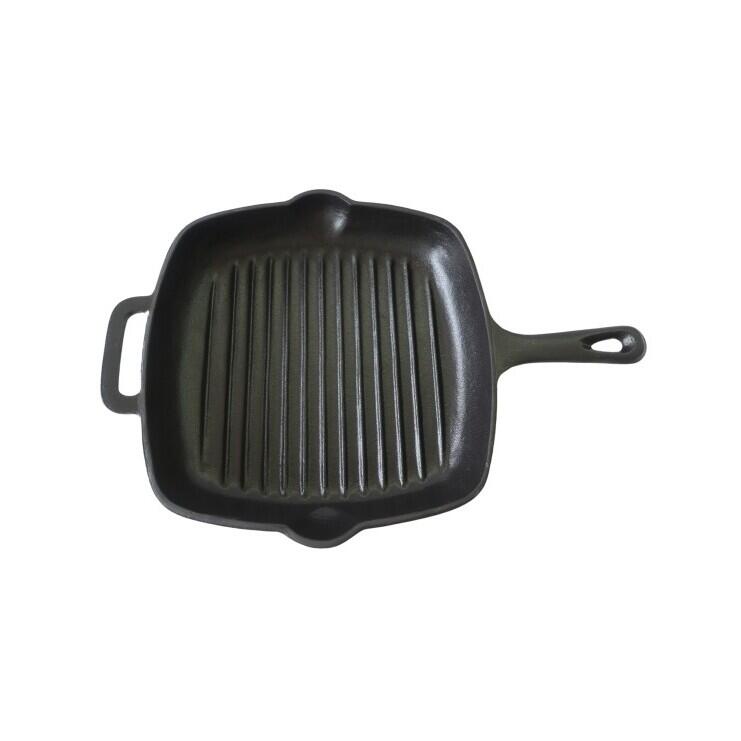 HAUSBERG HB-H1562 Zománcozott Öntöttvas Grill Serpenyő, 27 cm Átmérő, 4,5 cm Mélység, 15 cm Fogantyú, Tapadásmentes, Minden főzőlappal kompatibilis