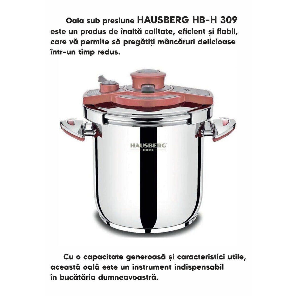 HAUSBERG HB-H 309 Kukta, 9L, 18/10 rozsdamentes acél, Indukciós, Háromrétegű alj