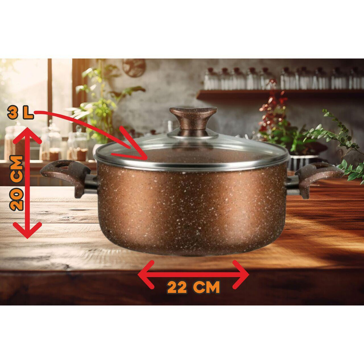 HAUSBERG HB-H423 alumínium edény gránit bevonattal, 22 cm