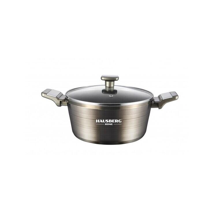 HAUSBERG HB-H760GR 7 részes edénykészlet, tapadásmentes bevonat, bakelit fogantyú, 2.5L - 7.7L