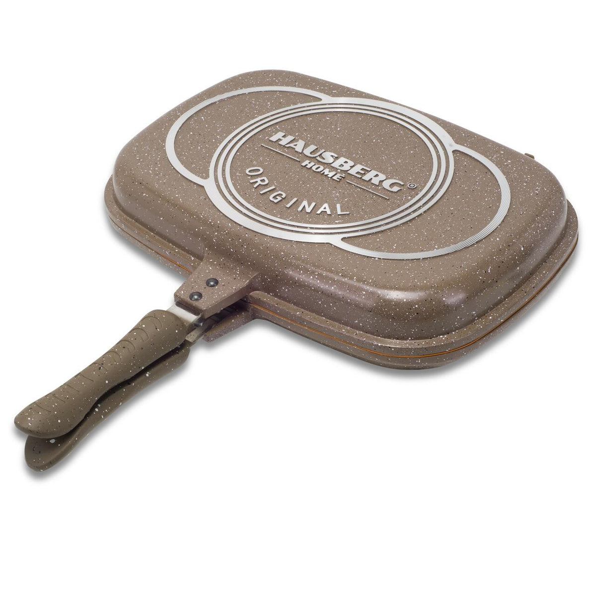 Hausberg HB-H1540PO dupla grillserpenyő, tapadásmentes belső, 36 cm, márvány bevonat