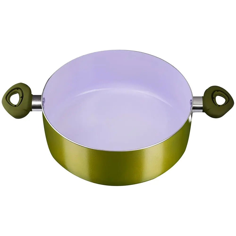 HAUSBERG HB-H715GA kerámia edény, 4.5L, alumínium, tapadásmentes belső bevonat, szilikon fogantyúk, sárga, 28x10.5cm