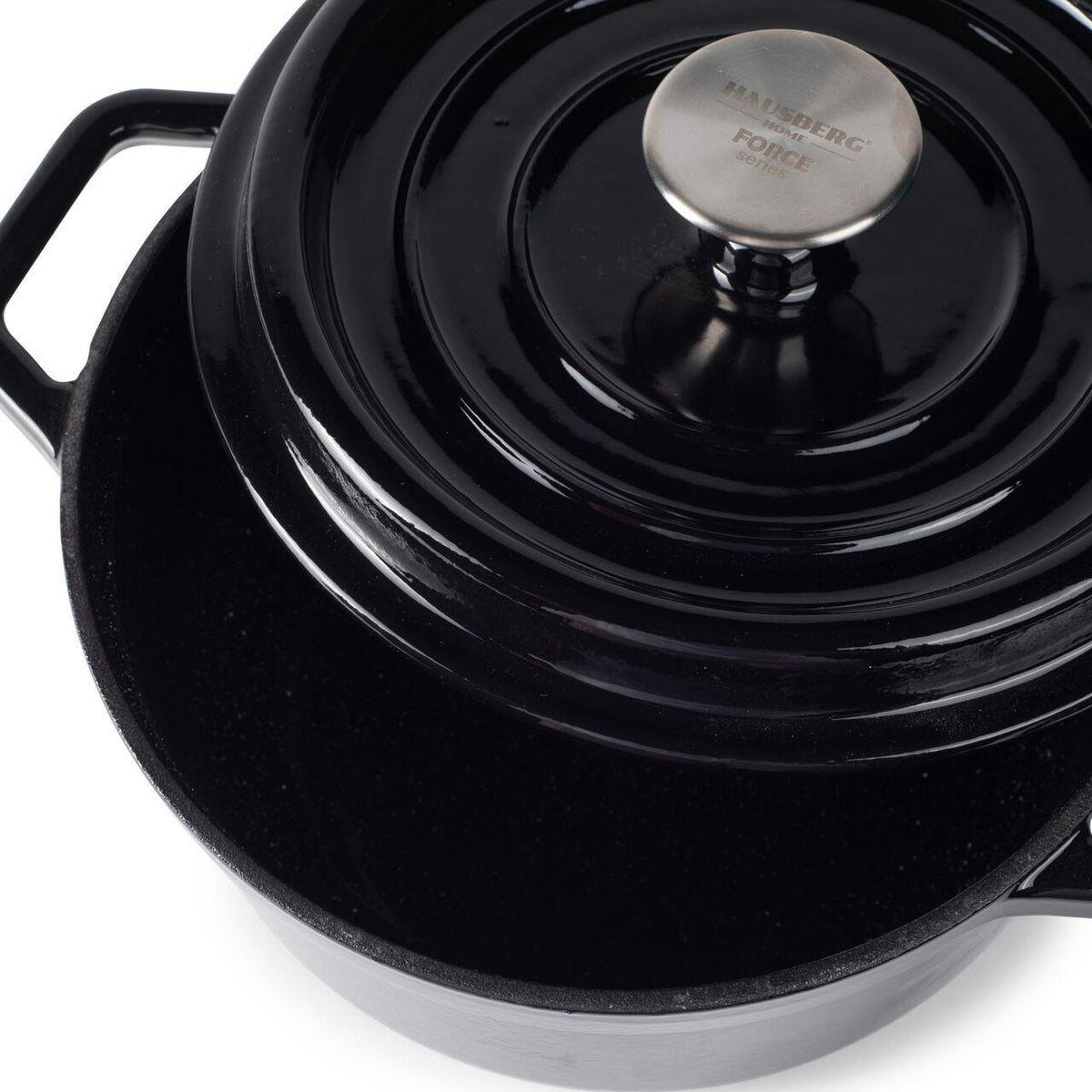 Hausberg HB-H742NG zománcozott öntöttvas lábas, 22 cm, 3 l, fekete