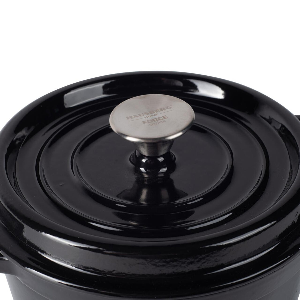 Hausberg HB-H744NG Zománcozott Öntöttvas Lábas, 24 cm, 4.3L, Fényes Fekete Belső, Indukciós és Sütő Kompatibilis