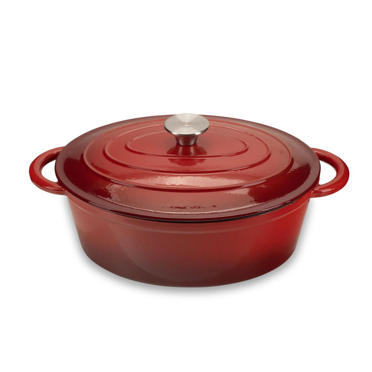 HAUSBERG HB-H750 zománcozott öntöttvas edény fedővel, 4.5L űrtartalom, 30x23 cm átmérő, 12 cm mélység, tapadásmentes belső bevonat