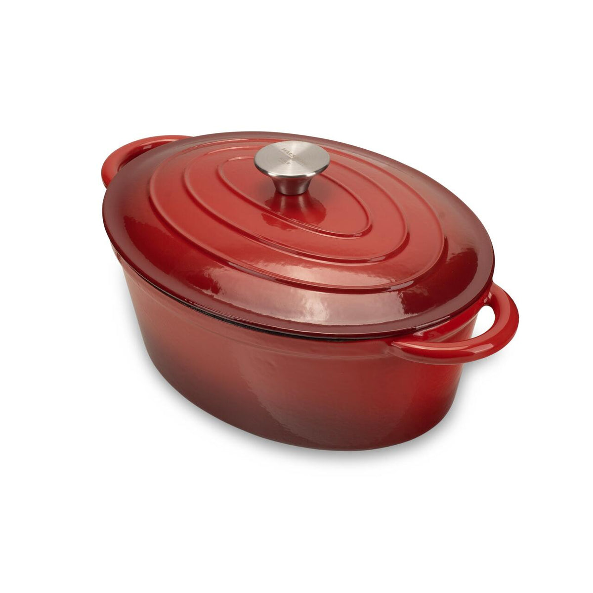 HAUSBERG HB-H750 zománcozott öntöttvas edény fedővel, 4.5L űrtartalom, 30x23 cm átmérő, 12 cm mélység, tapadásmentes belső bevonat