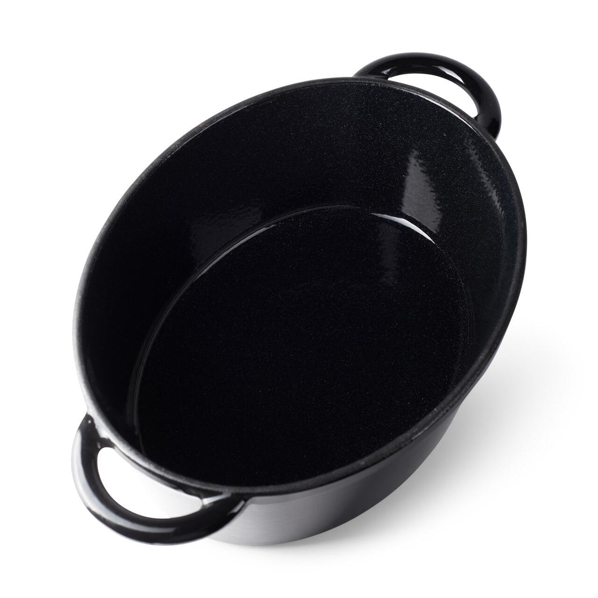 HAUSBERG HB-H750 zománcozott öntöttvas lábas fedővel, 4,5 l űrtartalom, 30x23 cm átmérő, 12 cm mélység, tapadásmentes belső bevonat, fekete
