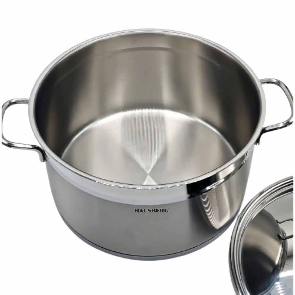 HAUSBERG HB-H772 rozsdamentes acél henger alakú edény, fedővel, 4,5 literes, 22 cm átmérőjű, dupla fenekű