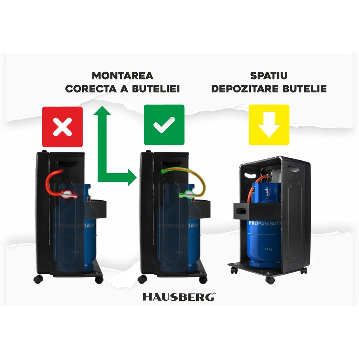 HAUSBERG HB-1020NG gázpalackos és elektromos kályha szett, piezoelektromos gyújtás, 4,2 kW, fekete, gázpalacknyomás-mérő óra, 1 m MN2015 gáztömlő és 2 tömlőbilincs