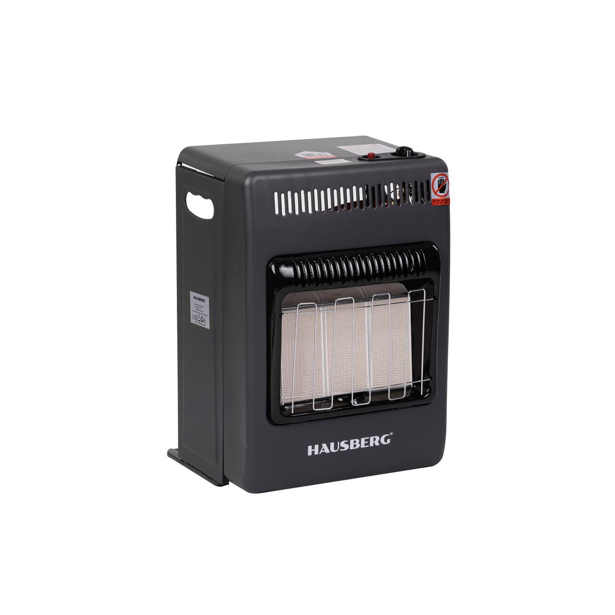 Mini gáztűzhely PB gázra HAUSBERG HB-1023NG, piezo gyújtású, 3 kerámia fűtőlappal, teljesítménye 4.2kW, automatikus gázleállító rendszerrel