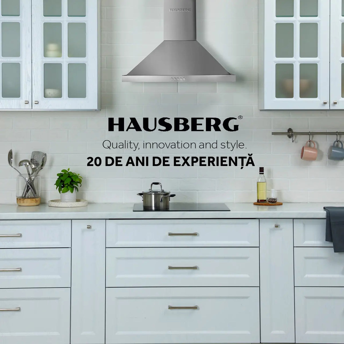 Hausberg HB-1260 dekoratív beépíthető páraelszívó, 450 m³/h elszívási teljesítmény, 1 motor, 60 cm, inox