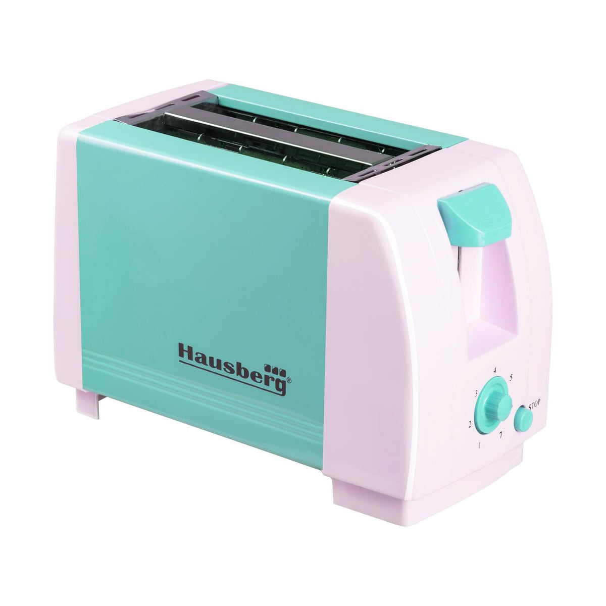 HAUSBERG HB-150BL kenyérpirító, 750 W, 2 szeletes kapacitás, 7 fokozatú hőmérséklet-szabályozás, automatikus kikapcsolás, kék