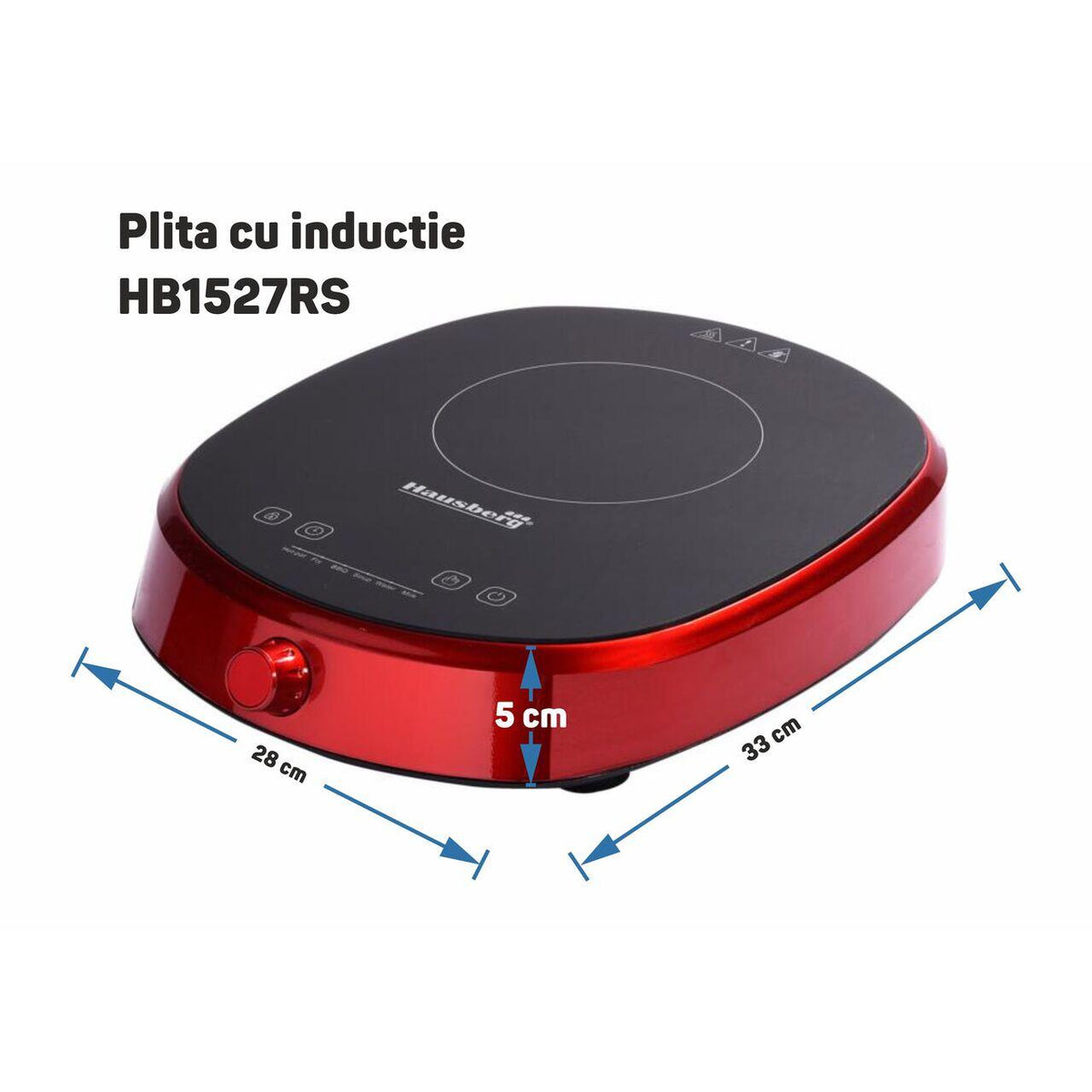 Hausberg HB-1527RS indukciós főzőlap, 2000W, érintővezérlés, egy főzőzóna, piros